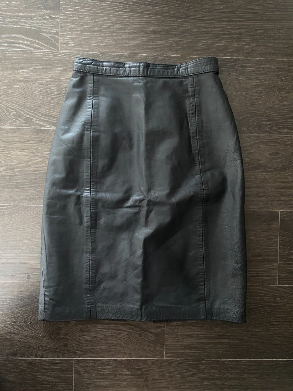 Vintage BB Dakota Black Leather Pencil Skirt Size 3/4 (XS) Genuine Leather